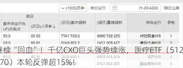 继续“回血”！千亿CXO巨头强势续涨，医疗ETF（512170）本轮反弹超15%！