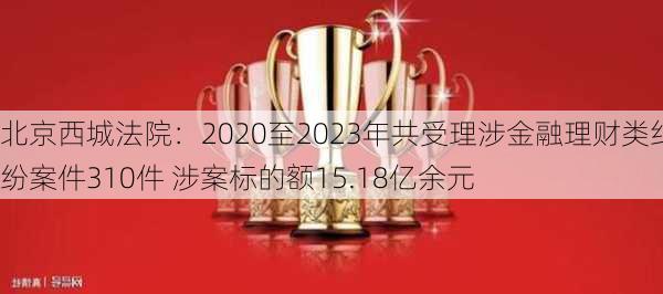 北京西城法院：2020至2023年共受理涉金融理财类纠纷案件310件 涉案标的额15.18亿余元