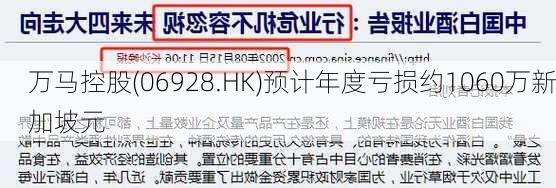 万马控股(06928.HK)预计年度亏损约1060万新加坡元