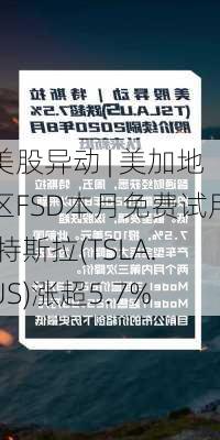 美股异动 | 美加地区FSD本月免费试用 特斯拉(TSLA.US)涨超5.7%