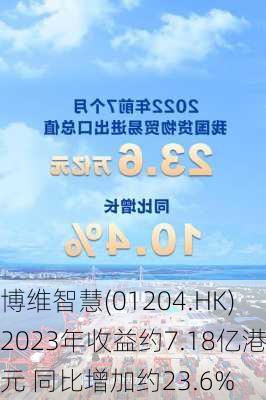 博维智慧(01204.HK)2023年收益约7.18亿港元 同比增加约23.6%