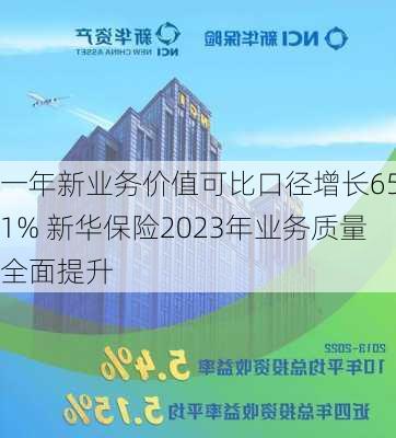 一年新业务价值可比口径增长65.1% 新华保险2023年业务质量全面提升