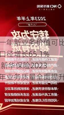 一年新业务价值可比口径增长65.1% 新华保险2023年业务质量全面提升