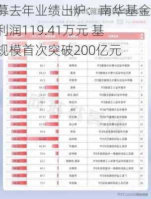 公募去年业绩出炉：南华基金净利润119.41万元 基金规模首次突破200亿元