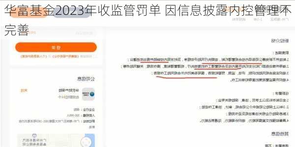 华富基金2023年收监管罚单 因信息披露内控管理不完善