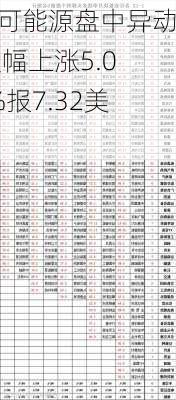 瓦可能源盘中异动 大幅上涨5.01%报7.32美元