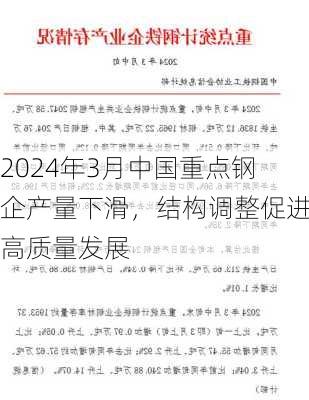 2024年3月中国重点钢企产量下滑，结构调整促进高质量发展