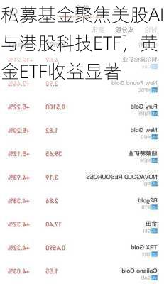 私募基金聚焦美股AI与港股科技ETF，黄金ETF收益显著