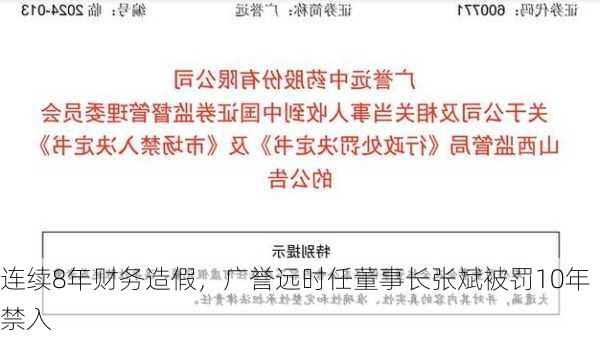 连续8年财务造假，广誉远时任董事长张斌被罚10年禁入