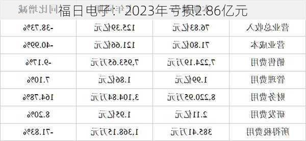 福日电子：2023年亏损2.86亿元