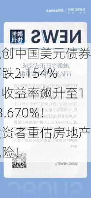 融创中国美元债券狂跌2.154%，收益率飙升至103.670%！投资者重估房地产风险！