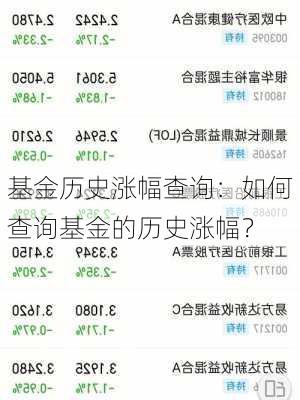 基金历史涨幅查询：如何查询基金的历史涨幅？