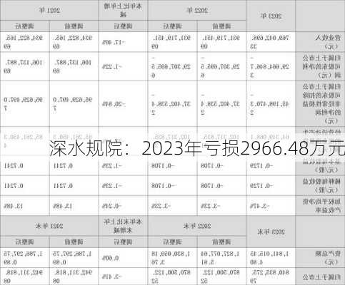 深水规院：2023年亏损2966.48万元