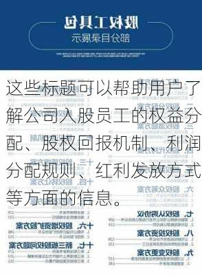 这些标题可以帮助用户了解公司入股员工的权益分配、股权回报机制、利润分配规则、红利发放方式等方面的信息。