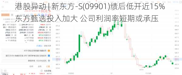 港股异动 | 新东方-S(09901)绩后低开近15% 东方甄选投入加大 公司利润率短期或承压