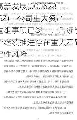 高新发展(000628.SZ)：公司重大资产重组事项已终止，后续能否继续推进存在重大不确定性风险