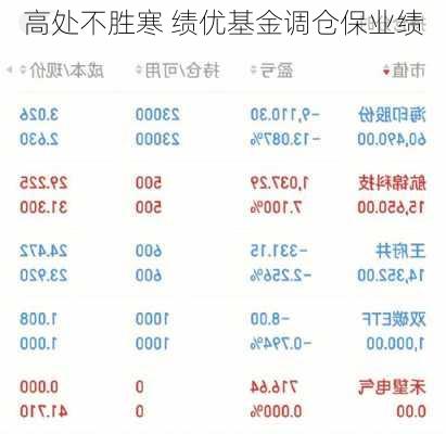 高处不胜寒 绩优基金调仓保业绩