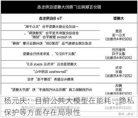 杨元庆：目前公共大模型在能耗、隐私保护等方面存在局限性