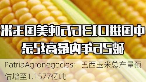 PatriaAgronegocios：巴西玉米总产量预估增至1.1577亿吨