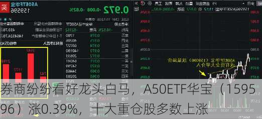 券商纷纷看好龙头白马，A50ETF华宝（159596）涨0.39%，十大重仓股多数上涨