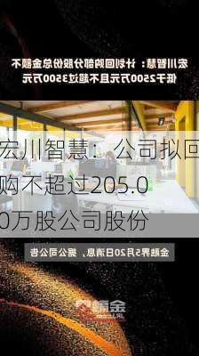 宏川智慧：公司拟回购不超过205.00万股公司股份