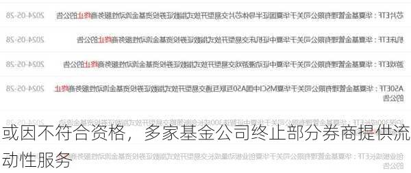 或因不符合资格，多家基金公司终止部分券商提供流动性服务