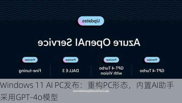 Windows 11 AI PC发布：重构PC形态，内置AI助手采用GPT-4o模型