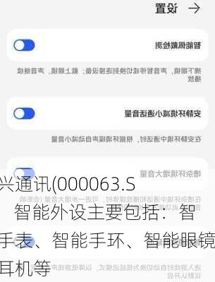 中兴通讯(000063.SZ)：智能外设主要包括：智能手表、智能手环、智能眼镜、耳机等