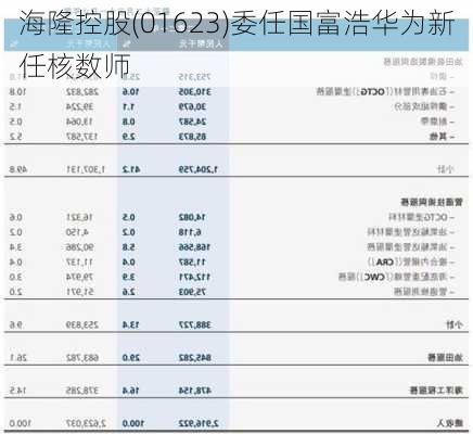 海隆控股(01623)委任国富浩华为新任核数师