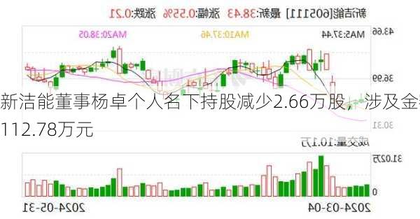 新洁能董事杨卓个人名下持股减少2.66万股，涉及金额112.78万元