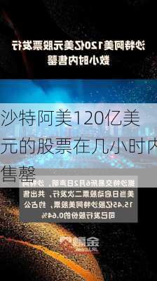 沙特阿美120亿美元的股票在几小时内售罄