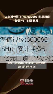 海信视像(600060.SH)：累计耗资5.1亿元回购1.6%股份