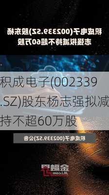 积成电子(002339.SZ)股东杨志强拟减持不超60万股