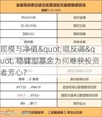 规模与净值"唱反调" 稳健型基金为何难获投资者芳心？