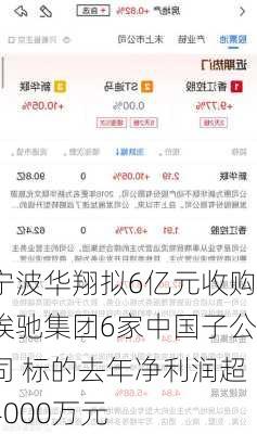 宁波华翔拟6亿元收购埃驰集团6家中国子公司 标的去年净利润超4000万元