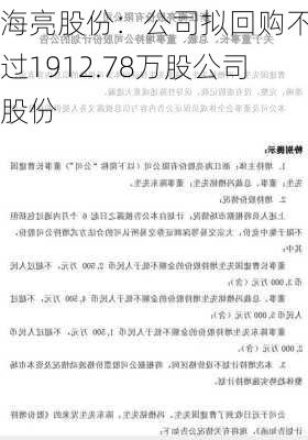 海亮股份：公司拟回购不超过1912.78万股公司股份