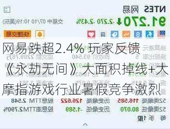 网易跌超2.4% 玩家反馈《永劫无间》大面积掉线+大摩指游戏行业暑假竞争激烈