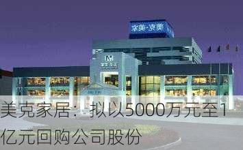 美克家居：拟以5000万元至1亿元回购公司股份