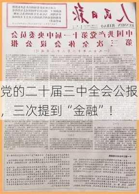 党的二十届三中全会公报，三次提到“金融”！