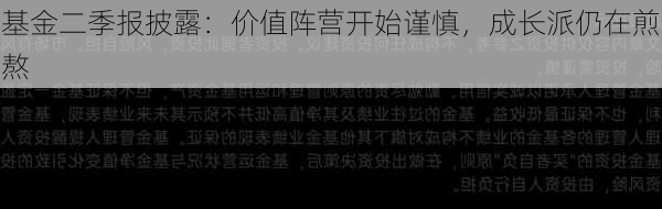 基金二季报披露：价值阵营开始谨慎，成长派仍在煎熬