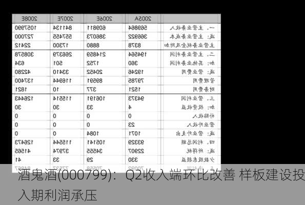 酒鬼酒(000799)：Q2收入端环比改善 样板建设投入期利润承压