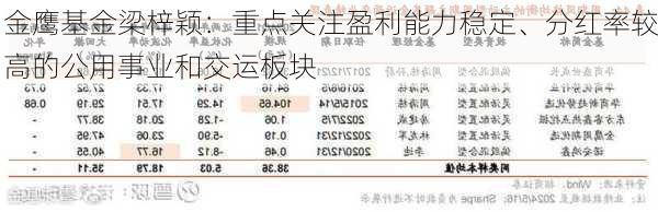 金鹰基金梁梓颖：重点关注盈利能力稳定、分红率较高的公用事业和交运板块