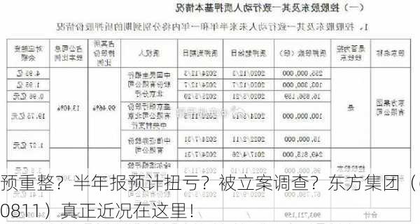 预重整？半年报预计扭亏？被立案调查？东方集团（600811）真正近况在这里！