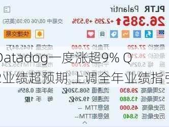 Datadog一度涨超9% Q2业绩超预期 上调全年业绩指引