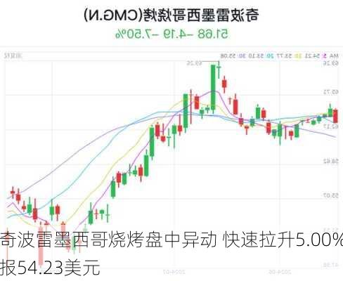 奇波雷墨西哥烧烤盘中异动 快速拉升5.00%报54.23美元