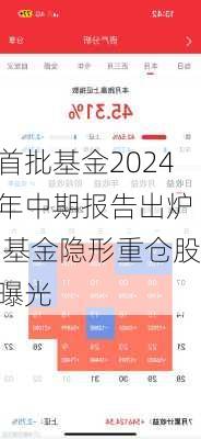 首批基金2024年中期报告出炉  基金隐形重仓股曝光