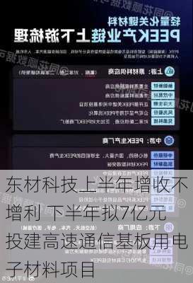 东材科技上半年增收不增利 下半年拟7亿元投建高速通信基板用电子材料项目