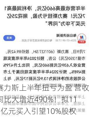 赛力斯上半年扭亏为盈 营收同比大增近490%！拟115亿元买入引望10%股权