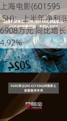 上海电影(601595.SH)：上半年净利润6908万元 同比增长4.92%