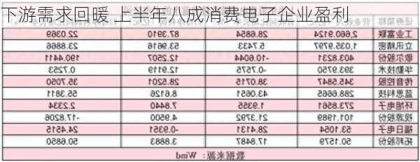 下游需求回暖 上半年八成消费电子企业盈利